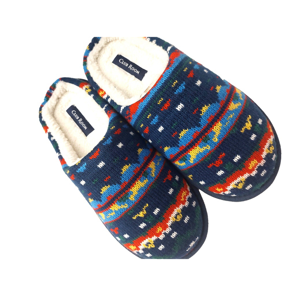 Club Room Men's Navy Blue Faire Isles Indoor/Outdoor Slippers Size Small 6-7 - Picture 7 of 16